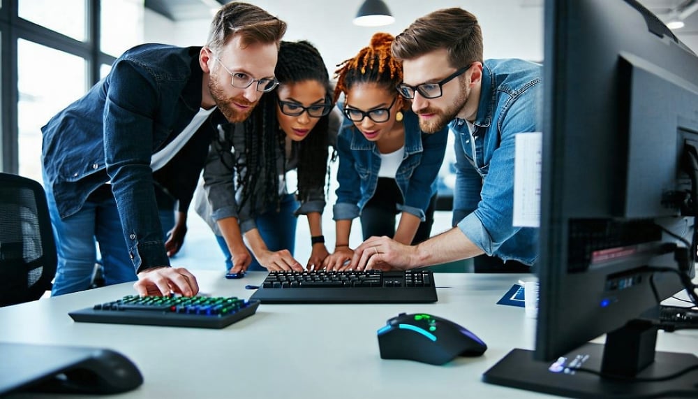 Team of IT professionals working together Team of IT professionals working together